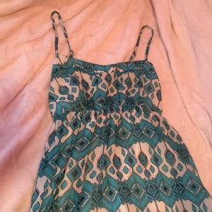 high low blue white patterned dress